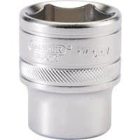 Silver Draper Expert 6 Point Imperial Socket, 1/2" square drive, 1" size, with engraved branding and textured grip.