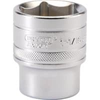 Silver Draper Expert 6-point imperial socket, 1/2" square drive, 1.1/16", with knurled grip and engraved branding.