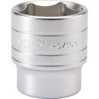 Silver Draper Expert 6 Point Imperial Socket, 1/2" Sq. Dr., 1.3/16", with engraved text and knurled grip.