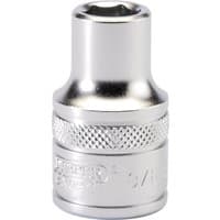 Silver Draper Expert 6 Point Imperial Socket, 1/2" square drive, 3/8" size, with knurled grip and engraved branding.
