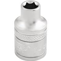 Silver Draper Expert 6 Point Imperial Socket, 3/8" square drive, 1/4" size, with knurled grip and engraved branding.