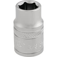 Silver Draper Expert 6 Point Imperial Socket, 3/8" square drive, 3/8" size, with knurled grip and engraved markings.