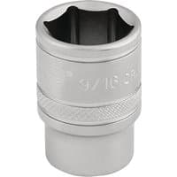 Silver Draper Expert 6 point socket, 3/8" square drive, 9/16" size, with knurled grip and engraved markings.