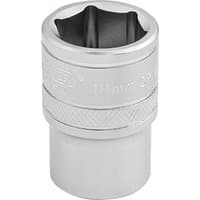 Silver Draper Expert 18mm socket with 6-point design, 1/2" square drive, knurled grip, and engraved branding.