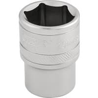 Silver Draper Expert 6 point metric socket, 1/2" square drive, 20mm, with textured grip and engraved size marking.