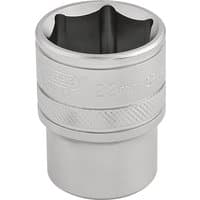Silver Draper Expert 22mm socket with 6-point design, 1/2" square drive, and textured grip band.
