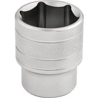 Silver Draper Expert 6 Point Metric Socket, 1/2" Sq. Dr., 27mm, with knurled band and engraved size markings.