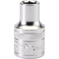 Silver Draper Expert 9mm socket with knurled grip and 1/2" square drive, shiny metallic finish.