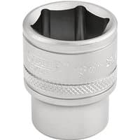 Silver Draper Expert 18mm metric socket with 6-point design and knurled grip, 3/8" square drive.