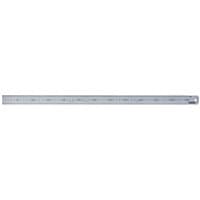 Stainless steel rule, 600mm/24", with clear metric and imperial markings, hole for hanging, by Draper Expert.