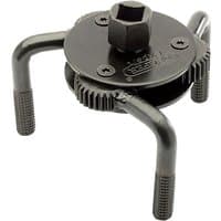 Black Draper Expert three-leg oil filter wrench with adjustable jaws and central hexagonal bolt.