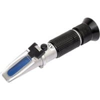 Draper Expert refractometer with black grip, silver body, and blue viewing panel for anti-freeze, battery, and screenwash testing.