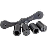 Black Draper Expert balance shaft alignment tool kit with four cylindrical components and a curved mounting bracket.