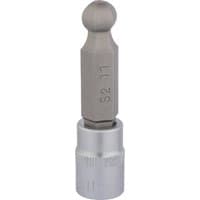 Draper Expert 11mm ball end hex socket bit, silver with engraved size marking, 3/8" square drive.