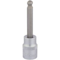 Silver Draper Expert ball end hexagonal socket bit, 3/8" square drive, 6mm, with a smooth cylindrical handle.