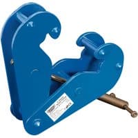 Blue Draper Expert beam clamp with adjustable screw mechanism and 5-tonne capacity, featuring a robust steel construction.