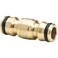 Brass two-way coupling with dual black O-rings, cylindrical shape, and grooved center, 1/2" size by Draper Expert.