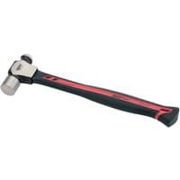 Black and red Draper ball pein hammer with carbon fibre shaft and polished steel head, 450g (16oz).