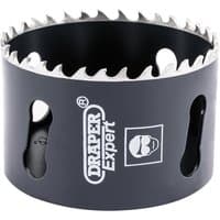 Black Draper Expert cobalt hole saw, 67mm, with sharp teeth and side ventilation slots.