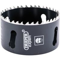Black Draper Expert cobalt hole saw, 79mm, with sharp teeth and ventilation slots, branded logo on side.