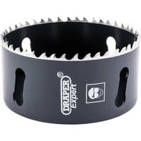 Black Draper Expert cobalt hole saw, 89mm, with sharp teeth and side ventilation slots.