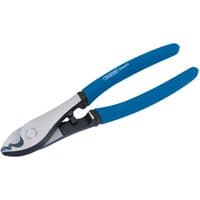 Blue-handled Draper Expert cable shears with silver blades for cutting copper or aluminium, 210mm length.