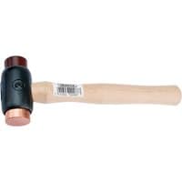 Copper/rawhide faced hammer with wooden handle, black head, and copper ends, 1100g/38oz by Draper Expert.