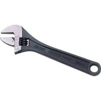 Draper Expert 150mm crescent-type adjustable wrench, phosphate finish, black handle with hole for hanging.
