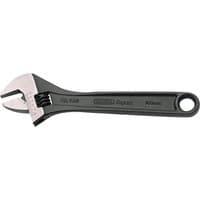 Draper Expert 200mm crescent-type adjustable wrench with phosphate finish, black handle, and hole for hanging.