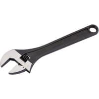 Draper Expert crescent-type adjustable wrench, 250mm, with black phosphate finish and a hole in the handle.
