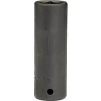 Black Draper Expert deep impact socket, 1/2" square drive, 17mm size, cylindrical shape with smooth matte finish.