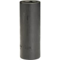 Black Draper Expert deep impact socket, 1/2" square drive, 19mm size, cylindrical shape with engraved size marking.