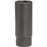 Black Draper Expert deep impact socket, 1/2" square drive, 22mm, cylindrical shape with engraved size marking.