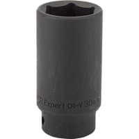Black Draper Expert deep impact socket, 1/2" square drive, 30mm size, cylindrical with engraved text.