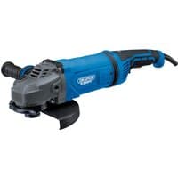 Blue Draper Expert angle grinder, 230mm disc, 2600W, with black handle and protective guard.