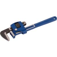Blue Draper Expert adjustable pipe wrench, 200mm, with a silver jaw and black adjustment wheel.