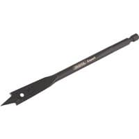 Draper Expert flat wood bit, 13mm, black steel with sharp spade tip and hex shank for precision drilling.