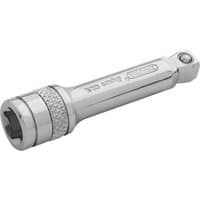 Polished chrome Draper Expert wobble extension bar, 1/4" square drive, 50mm length with textured grip.