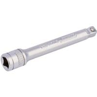 Silver Draper Expert wobble extension bar, 1/4" square drive, 75mm length, micro satin chrome finish with knurled grip.