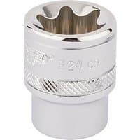 Silver Draper TX-STAR socket, 3/8" square drive, E20 size, with knurled grip and polished finish.