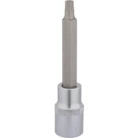 Draper Expert TX-STAR socket bit, silver, 1/2" square drive, T40 x 100mm, with hexagonal shaft and star-shaped tip.