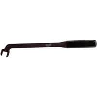 Black Draper Expert drive belt wrench with a long handle and U-shaped hook end for Audi, Skoda, Volkswagen vehicles.