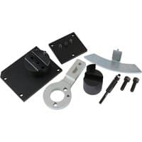 Black and silver Draper Expert engine timing kit with various metal components for Alfa Romeo and Lancia.
