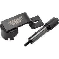Black Draper Expert engine timing kit with metal bracket and cylindrical tool for Chrysler, Dodge, Jeep vehicles.