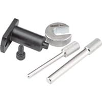 Black and silver Draper Expert engine timing kit with cylindrical rods and a U-shaped component.