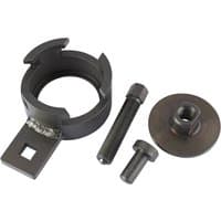 Black Draper Expert engine timing kit with circular clamp, two bolts, and a round adapter for Vauxhall vehicles.