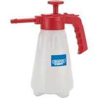 White Draper Expert EPDM pump sprayer, 2.5L, with a red handle, nozzle, and pump top.