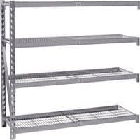 Heavy duty steel shelving unit with four mesh shelves, gray finish, and sturdy frame, measuring 1959 x 610 x 1830mm.