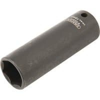 Black Draper Expert deep impact socket, 1/4" square drive, 12mm, with HI-TORQ 6-point design and engraved branding.