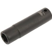 Black Draper Expert deep impact socket, 1/4" square drive, 8mm, with HI-TORQ 6-point design and smooth cylindrical body.